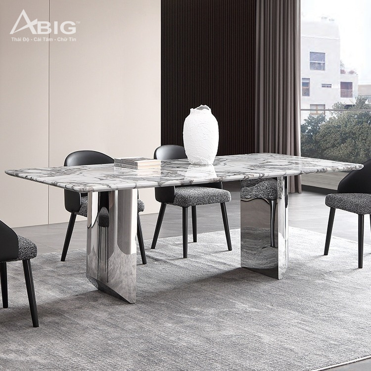 Bàn ăn mặt đá Ceramic cao cấp AB023 Bàn ăn mặt đá Ceramic cao cấp AB023