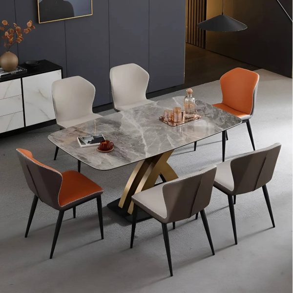 Bộ bàn ăn Ceramic AB011 phối cùng sáu ghế hiện đại