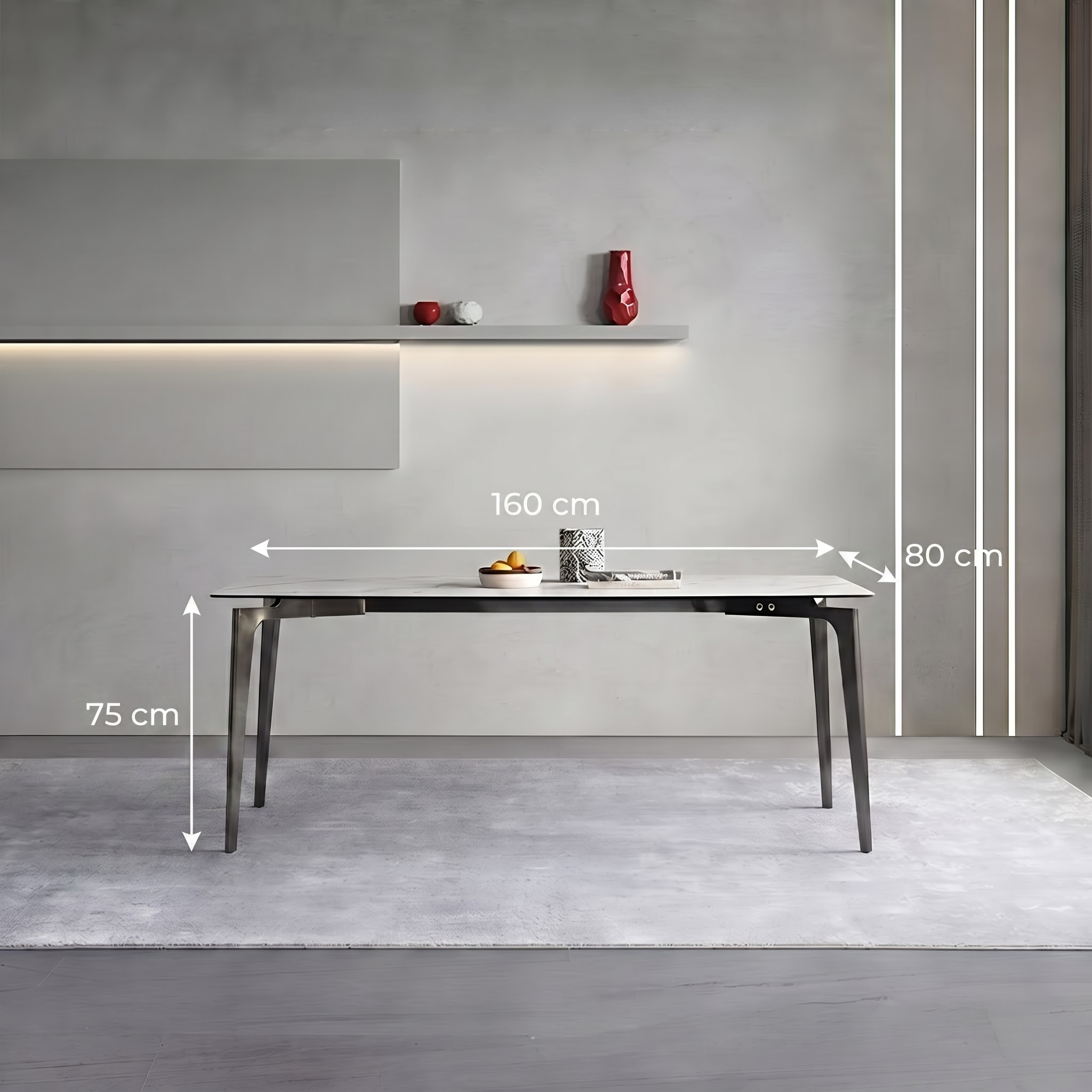 Chi tiết mặt đá Ceramic của bàn ăn AB072