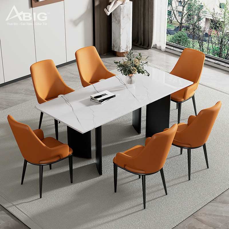 Bàn ăn Ceramic chân thép Carbon AB027 - thiết kế tổng thể AB027