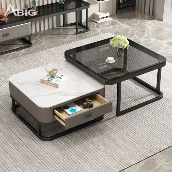 Bàn sofa đôi mặt vuông có ngăn kéo BT020 Bàn sofa đôi mặt vuông có ngăn kéo BT020