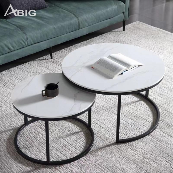 Bàn sofa tròn đôi mặt đá chân sắt nhập khẩu BT009 Bàn sofa tròn đôi mặt đá chân sắt nhập khẩu BT009
