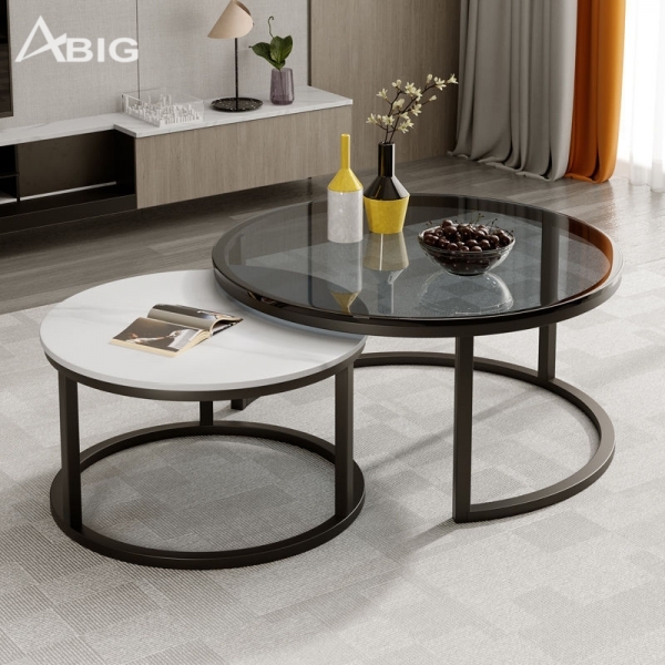 Bàn trà mặt kính đen kết hợp mặt đá Ceramic BT012 Bàn trà mặt kính đen kết hợp mặt đá Ceramic BT012