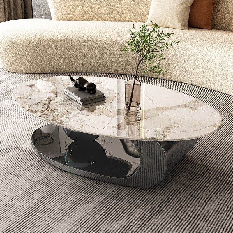 Bàn trà sofa BT040 khung đen bài trí cùng sofa sáng màu