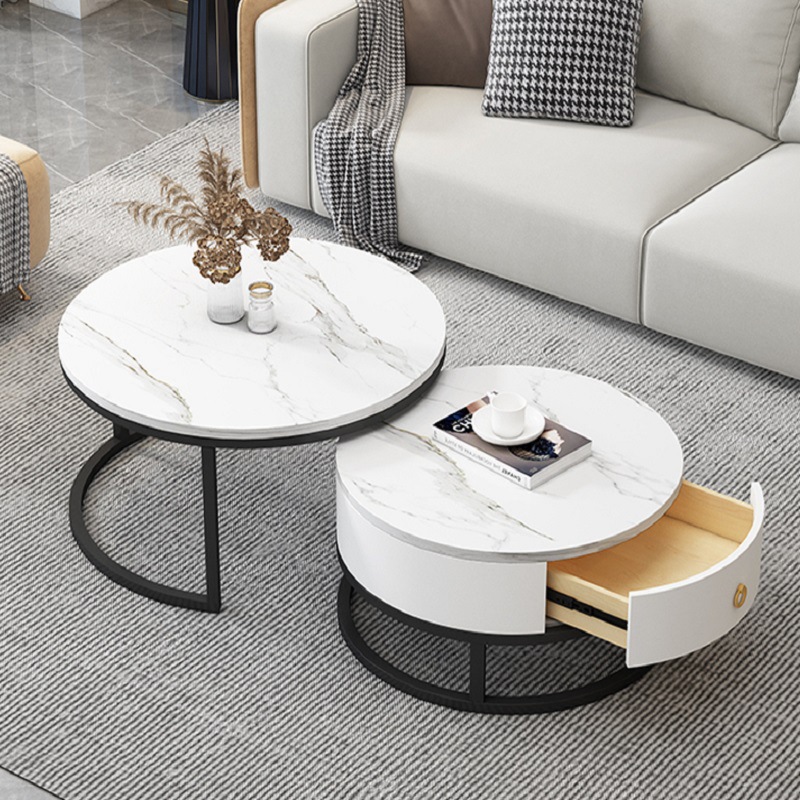 Bàn trà sofa mặt đá tròn đôi BT035 Bàn trà sofa mặt đá tròn đôi BT035