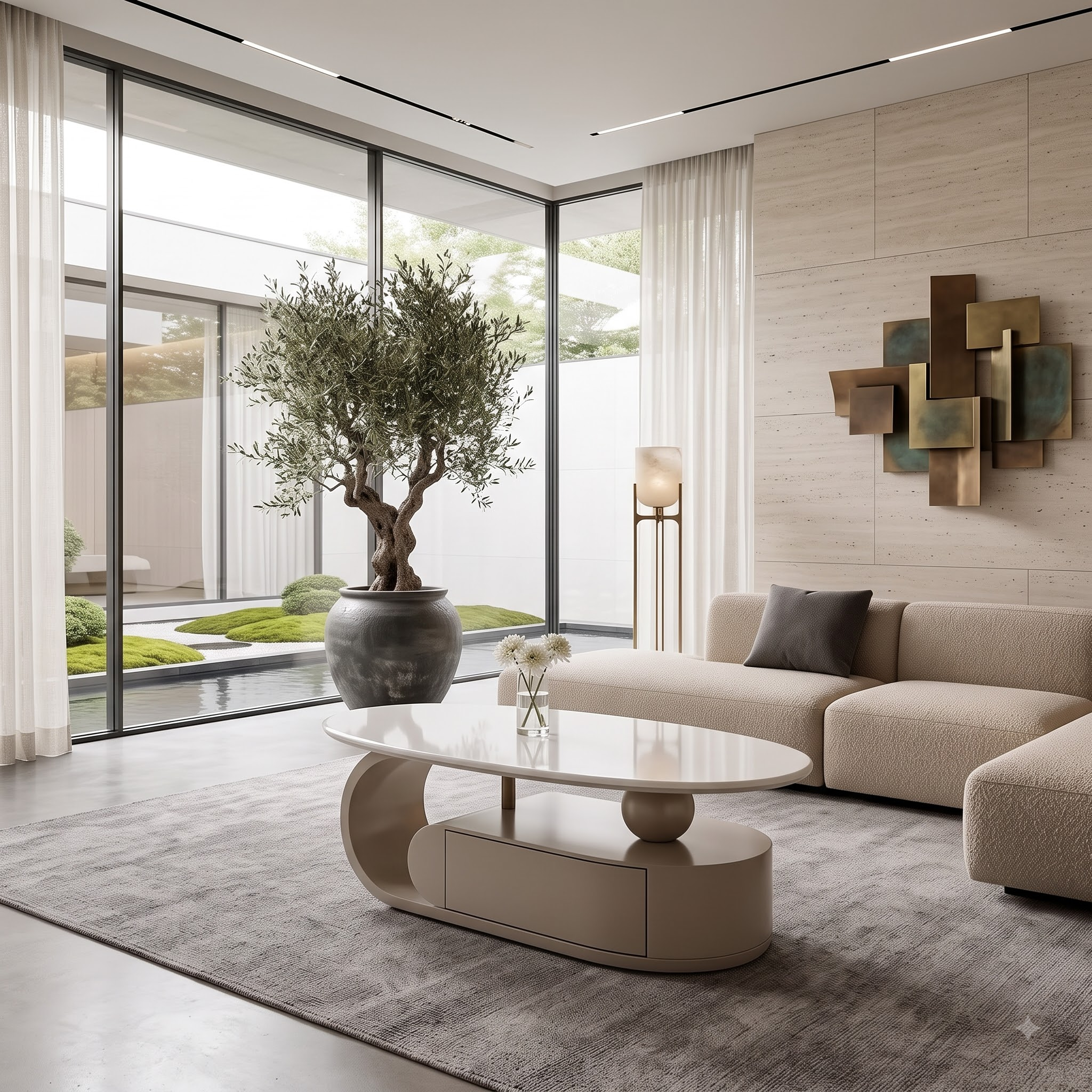 Bàn trà sofa Oval hiện đại BT058 Bàn trà sofa Oval hiện đại BT058 - phối cảnh sản phẩm