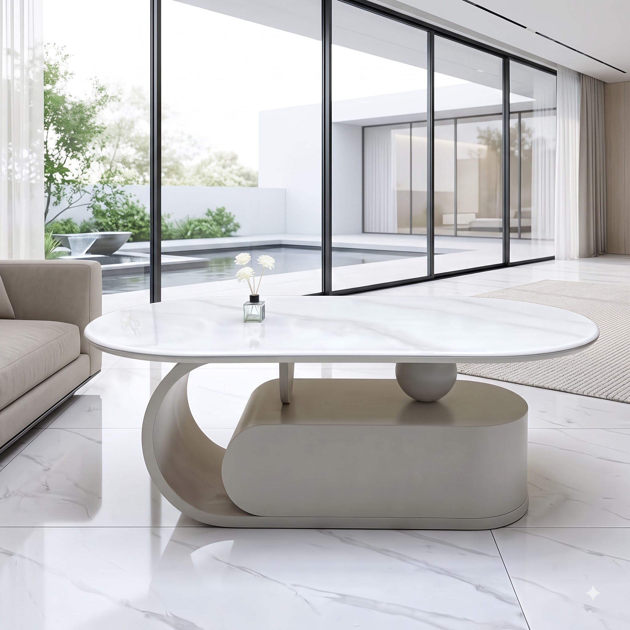 Bàn trà sofa Oval hiện đại BT058 Bàn trà sofa Oval hiện đại BT058 - góc nhìn chi tiết