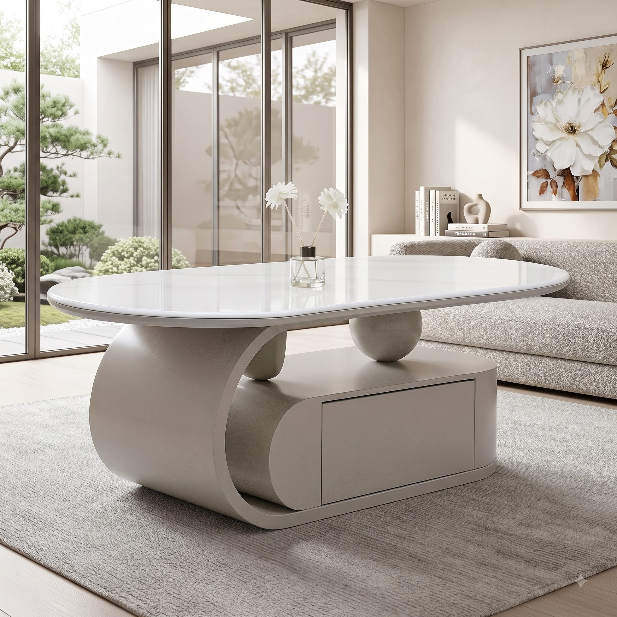 Bàn trà sofa Oval hiện đại BT058 Bàn trà sofa Oval hiện đại BT058 - hình ảnh tổng thể