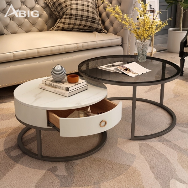 Bàn tròn sofa đôi có 1 ngăn kéo hiện đại BT017 Bàn tròn sofa đôi có 1 ngăn kéo hiện đại BT017