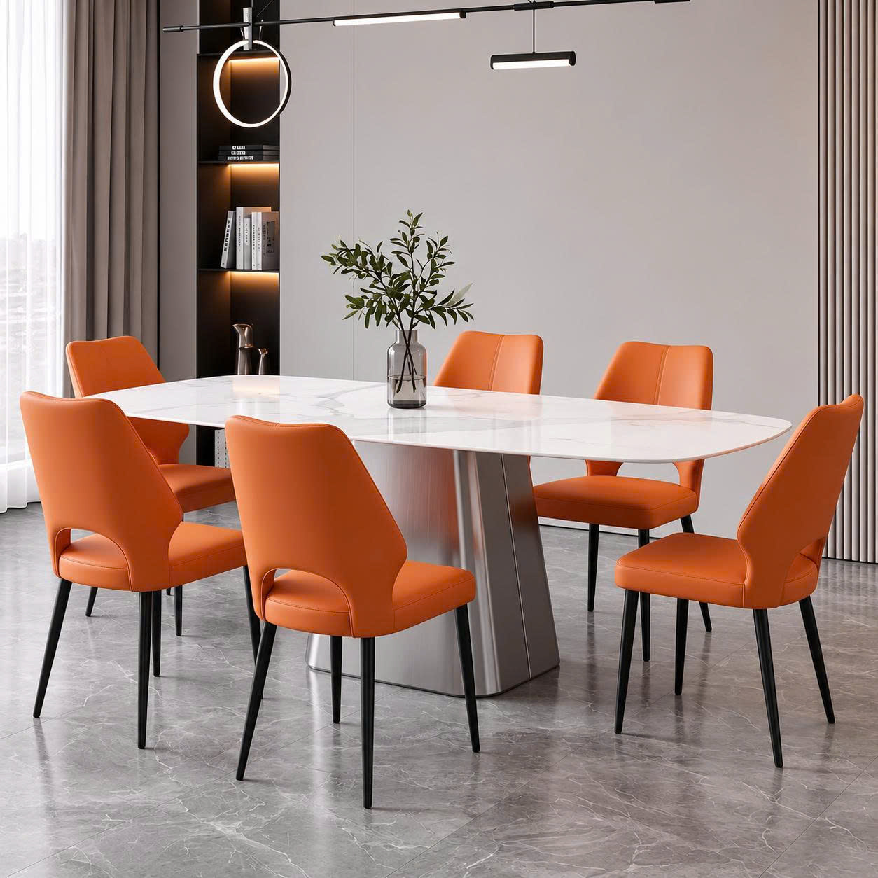 Bộ bàn 6 ghế ăn mặt đá cao cấp BL023 Tổng thể Bộ bàn 6 ghế ăn mặt đá cao cấp BL023