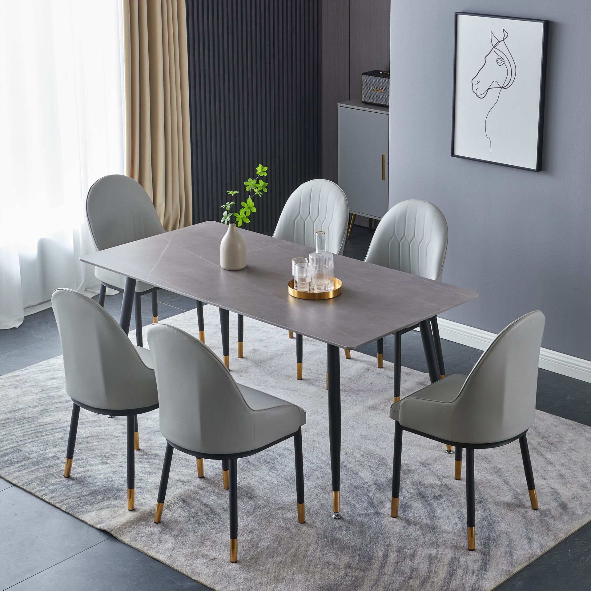 Chi tiết chất liệu Bộ bàn 6 ghế Monet có tay mặt đá Ceramic nhập khẩu