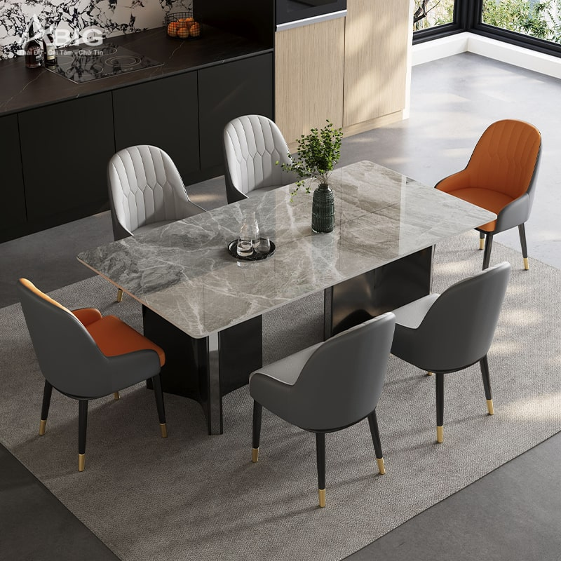 Bộ bàn 6 ghế Monet mặt đá Ceramic nhập khẩu HAC-001