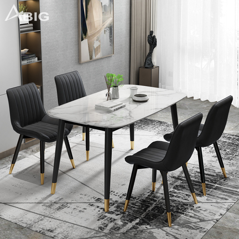 Bộ bàn ăn 4 ghế Loft sọc mặt đá Ceramic - hình ảnh tổng thể