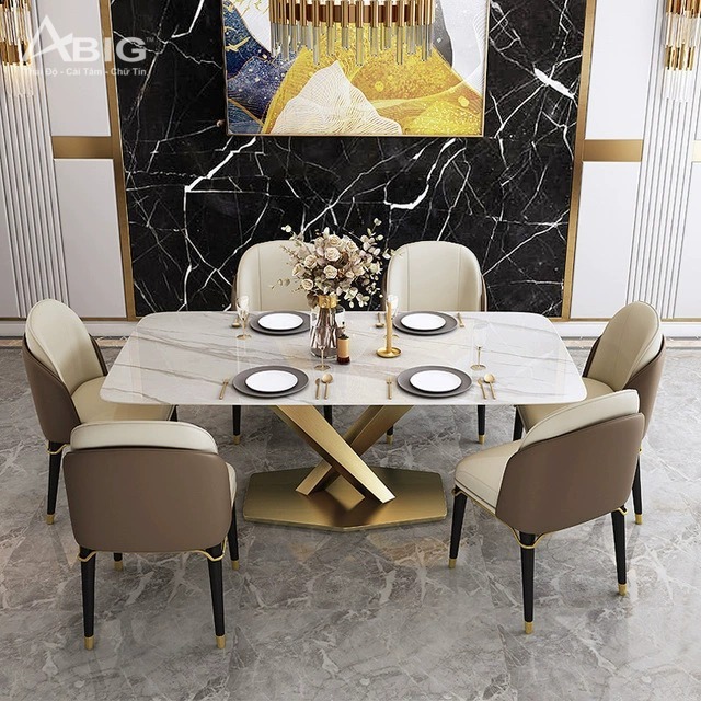Bộ bàn ăn Luxury BL012 bố trí trong không gian phòng ăn
