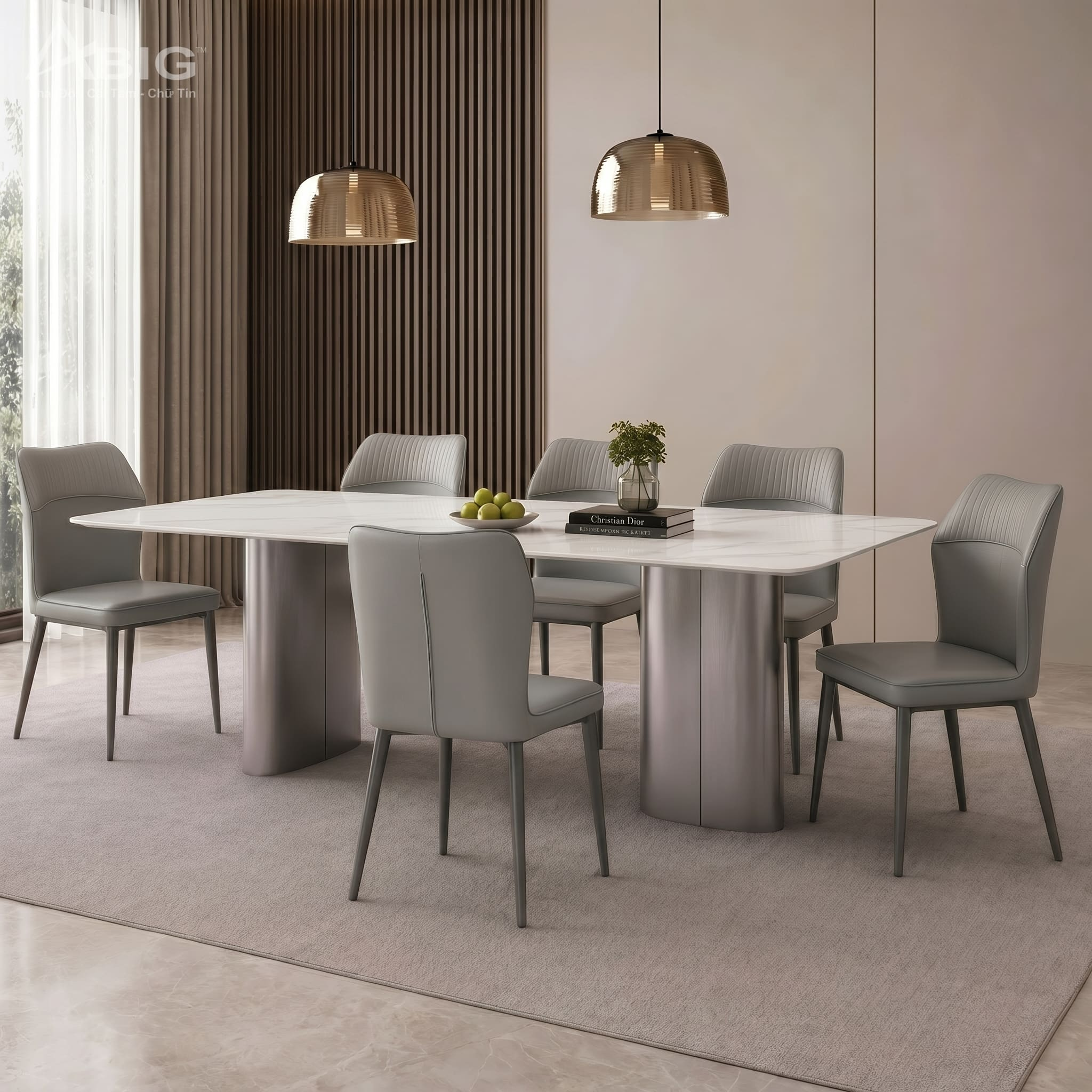 Bộ bàn ăn 6 ghế cao cấp nhập khẩu HAC-050