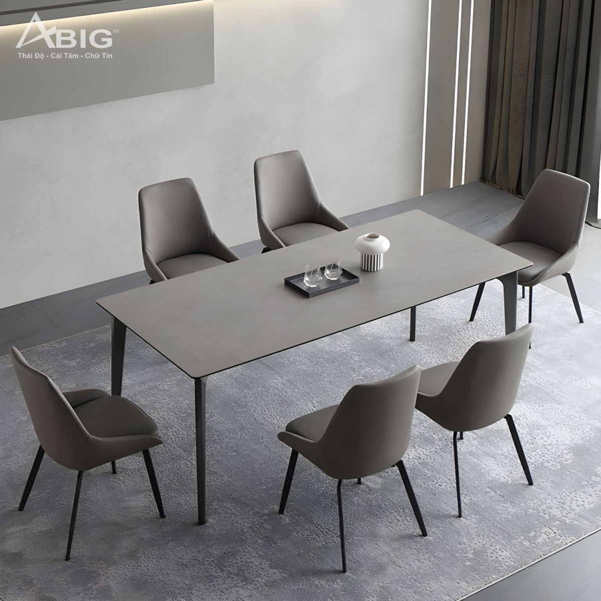 Bộ bàn ăn 6 ghế nhập khẩu mặt đá Ceramic HAC-020