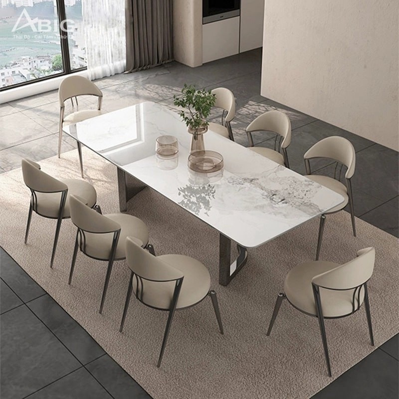 Bộ bàn ăn 8 ghế mặt đá Ceramic nhập khẩu HAC-017