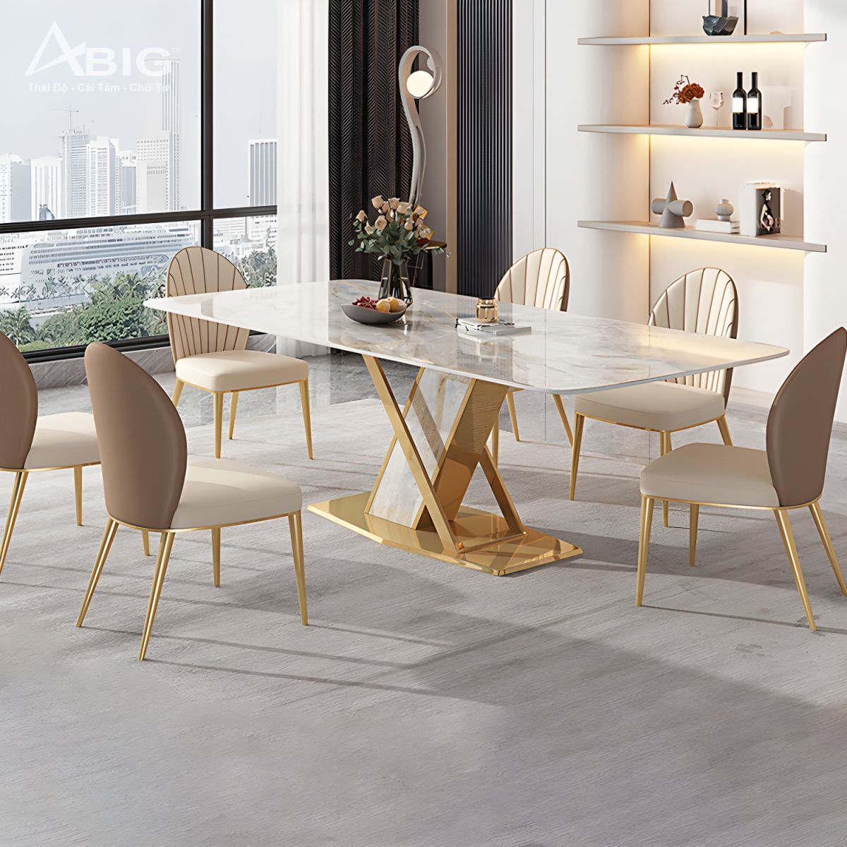 Bộ bàn ăn Luxury 6 ghế ăn cao cấp BL018