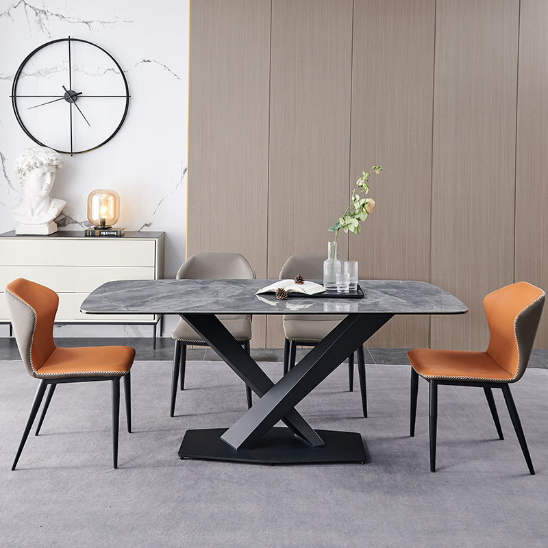 Bộ bàn ăn mặt đá 4 ghế GW006 chân chữ X hiện đại - chi tiết chất liệu
