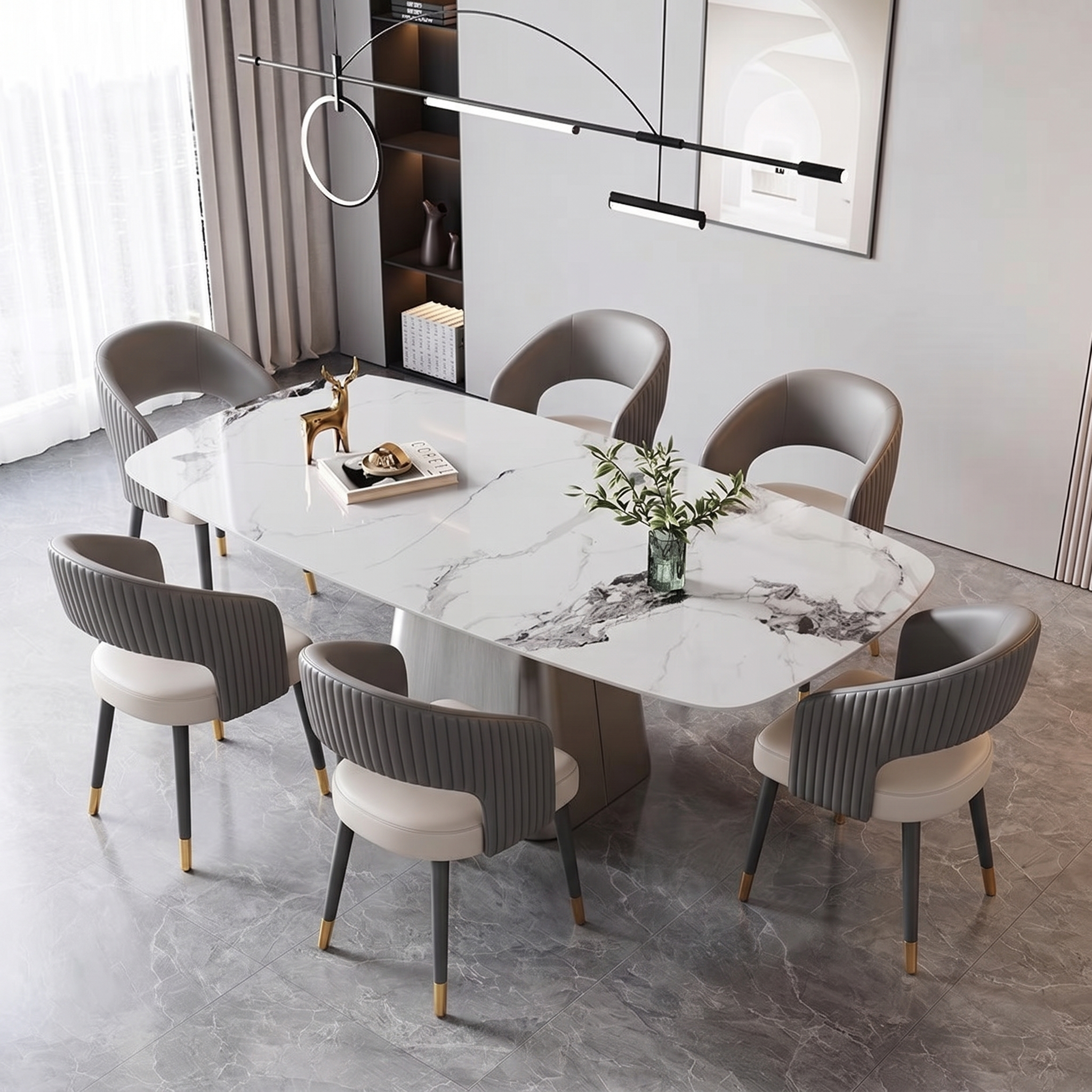 Bộ bàn ăn mặt đá 6 ghế ăn Luxury BL027 Tổng thể Bộ bàn ăn mặt đá 6 ghế ăn Luxury BL027