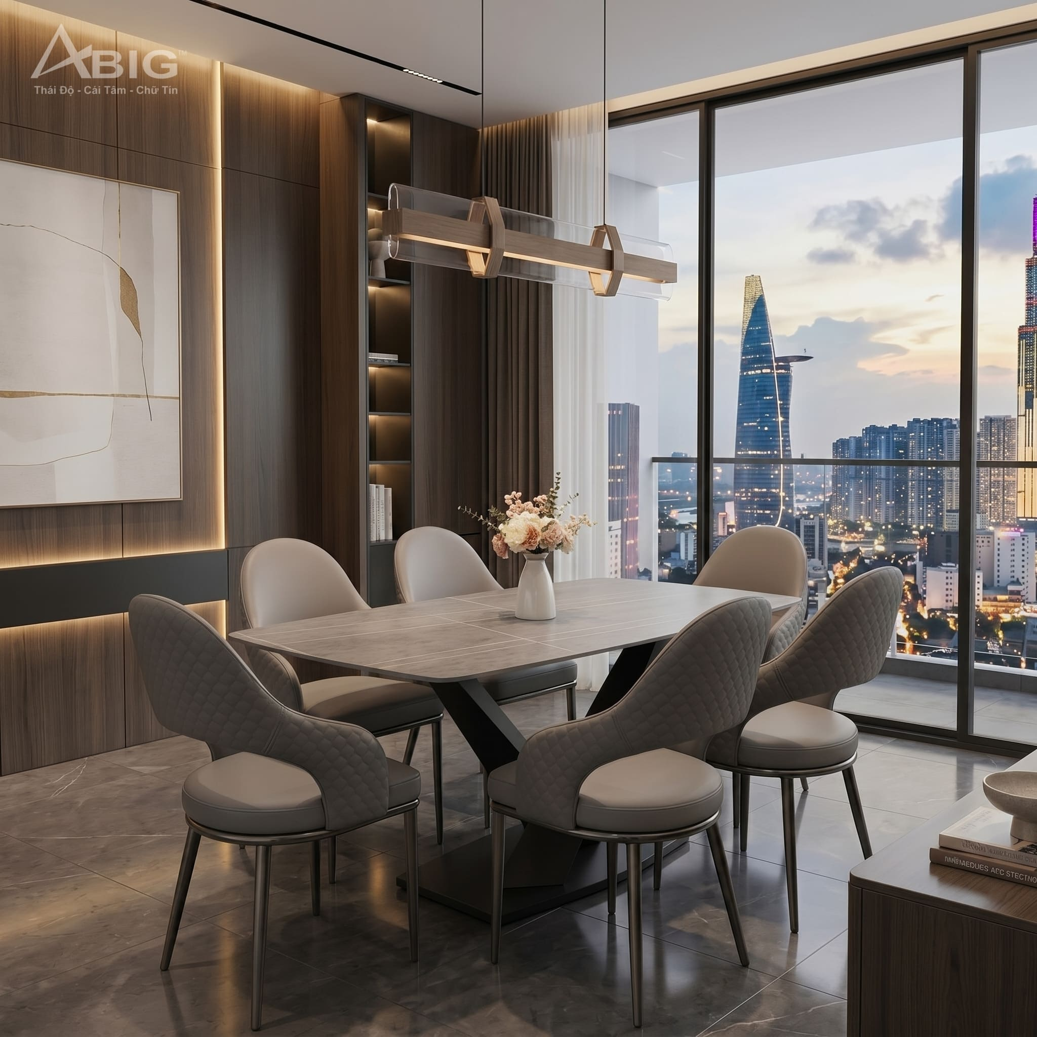 Chi tiết chất liệu Bộ bàn ăn mặt đá cao cấp 6 ghế hiện đại HAC-056