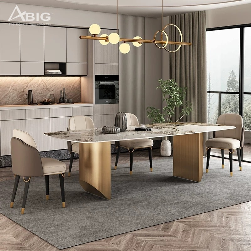 Bộ bàn ăn mặt đá Ceramic 4 ghế nhập khẩu HAC-002 - hình ảnh tổng thể