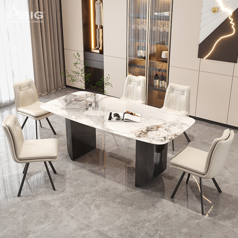 Bộ bàn ăn mặt đá Ceramic 6 ghế GW017 nhập khẩu