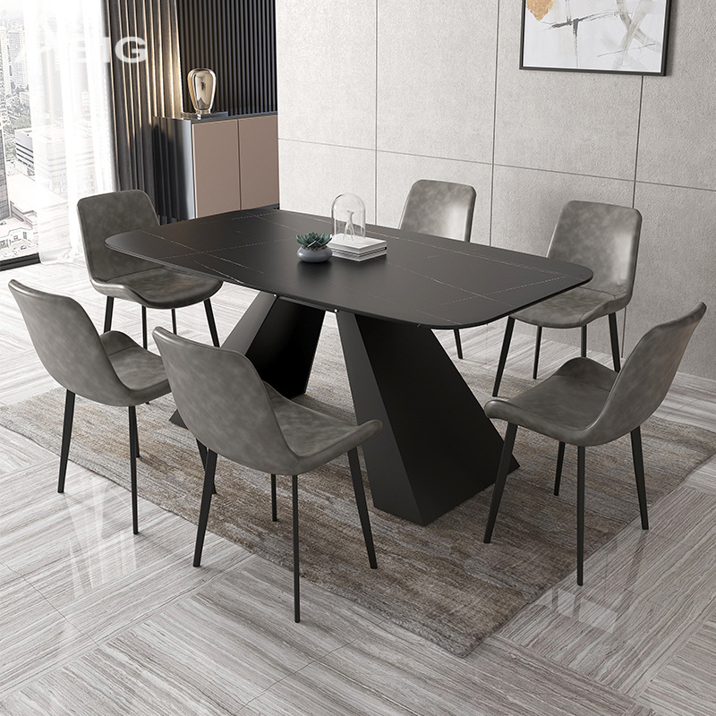 Bộ bàn ăn mặt đá Ceramic 6 ghế GW058 chân chữ A