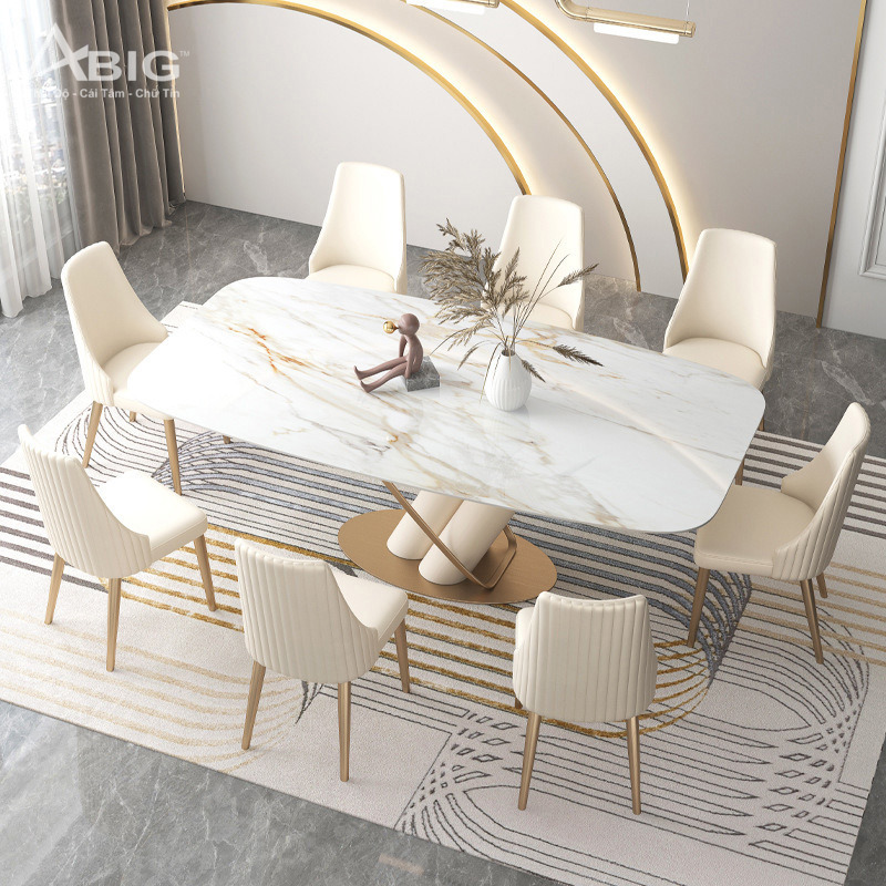Bộ bàn ăn mặt đá Luxury 8 ghế CP115 cao cấp