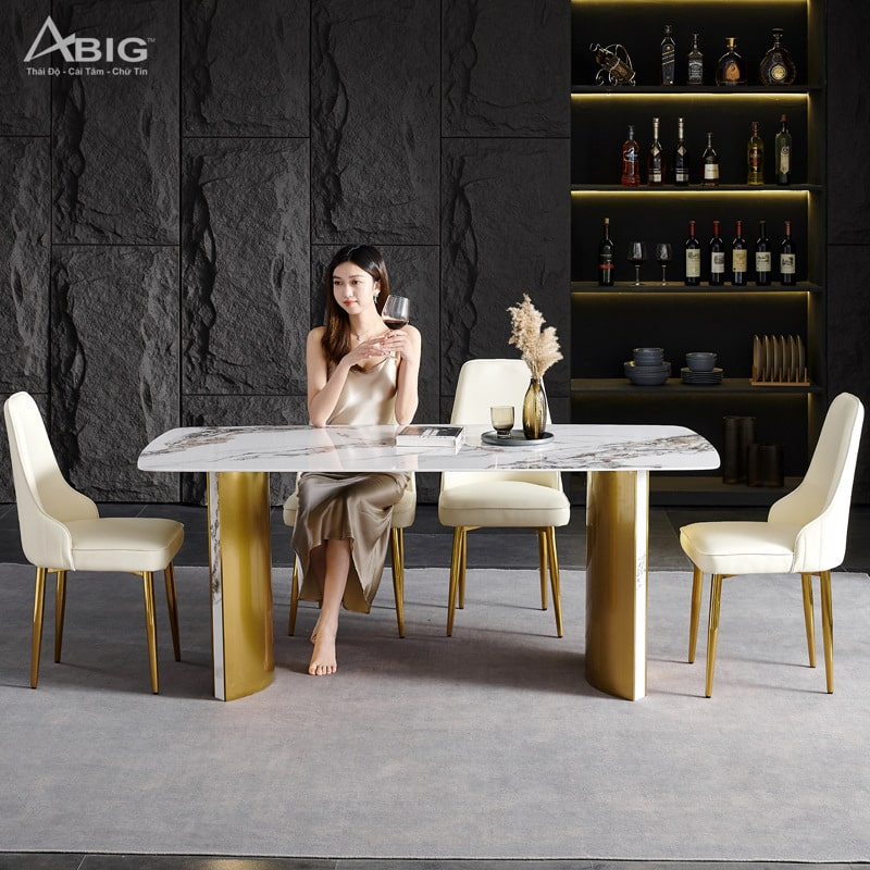 Bộ bàn Luxury 4 ghế ăn mặt đá Ceramic BL051