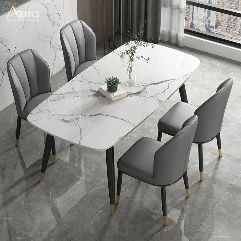 Bộ bàn ăn 4 ghế mặt đá Ceramic nhập khẩu GW063
