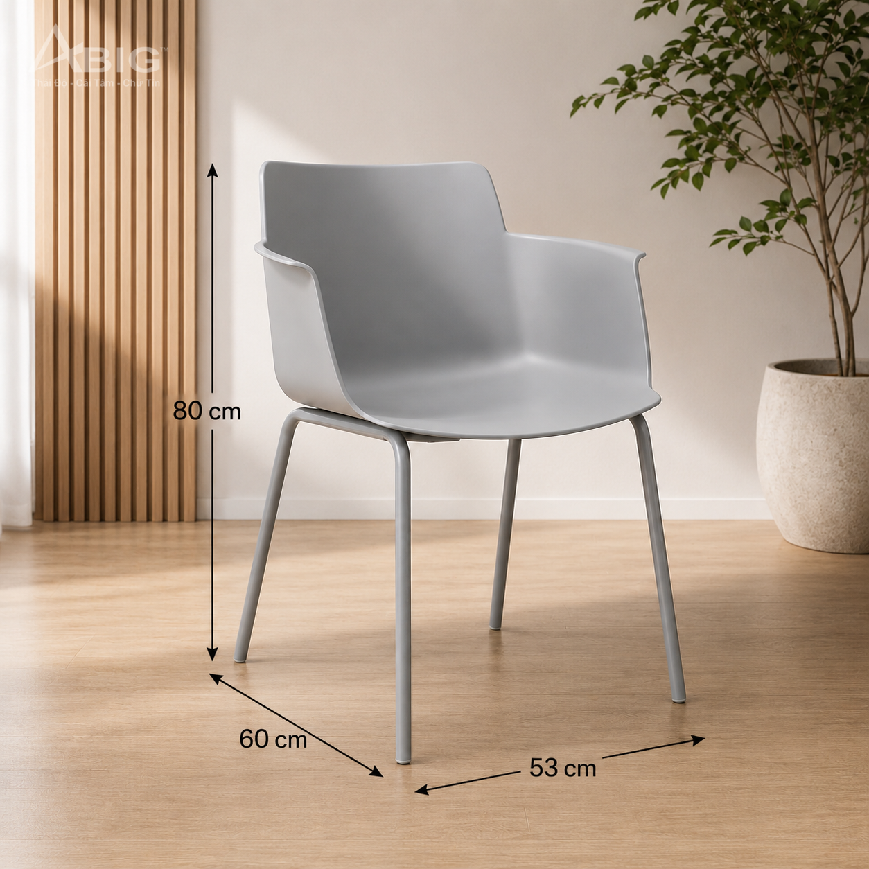 Thông tin XN025 Kích thước Ghế ăn cafe nhựa XN025 Rộng 53 × Sâu 60 × Cao 80 cm