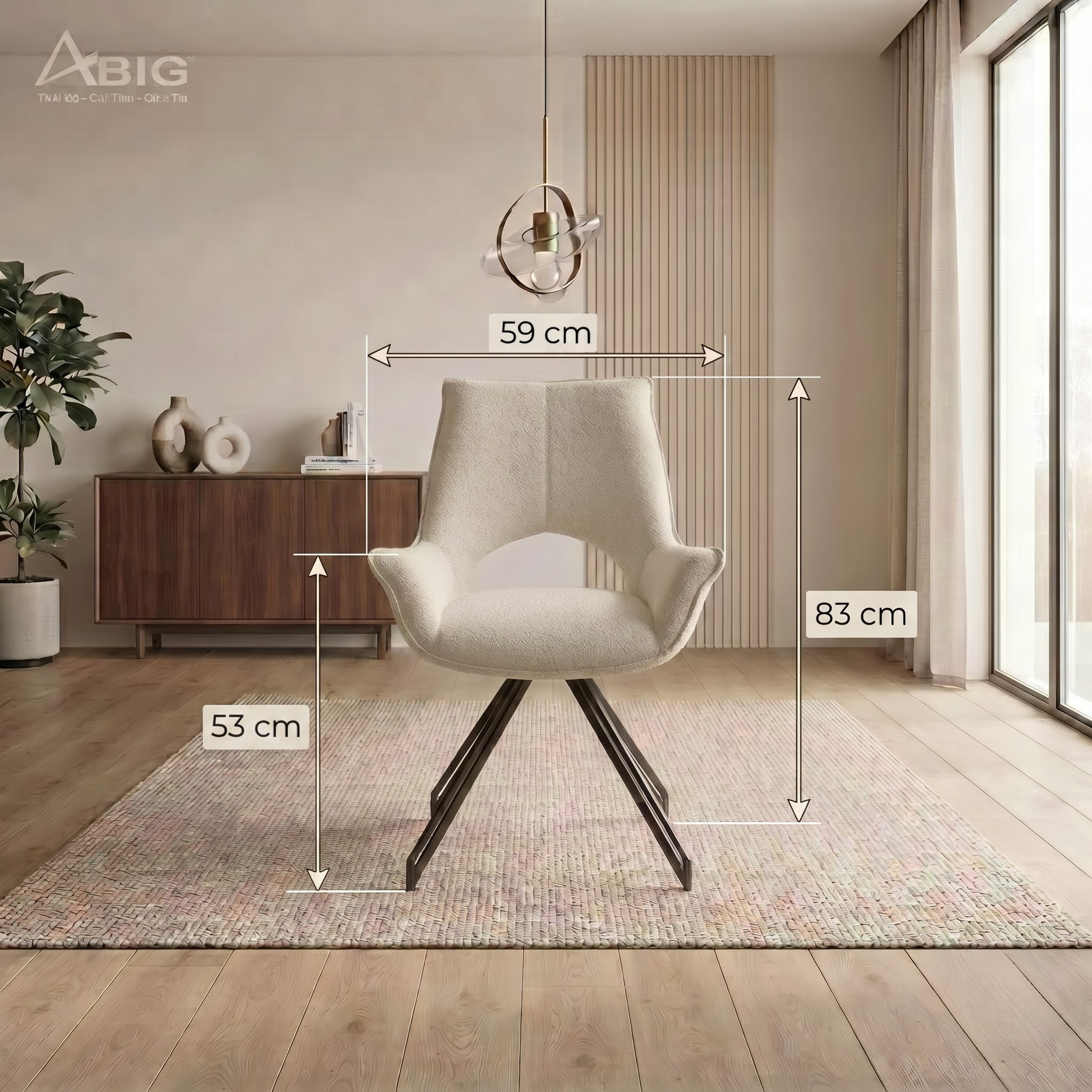 Kích thước và chi tiết Ghế ăn hiện đại xoay 360 độ XN044
