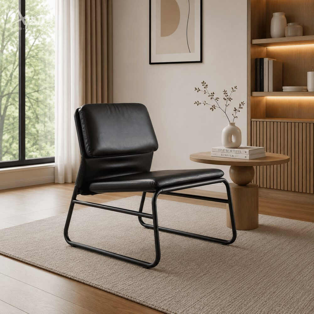 Ghế đơn thư giãn bọc da Smili GS007 góc nghiêng