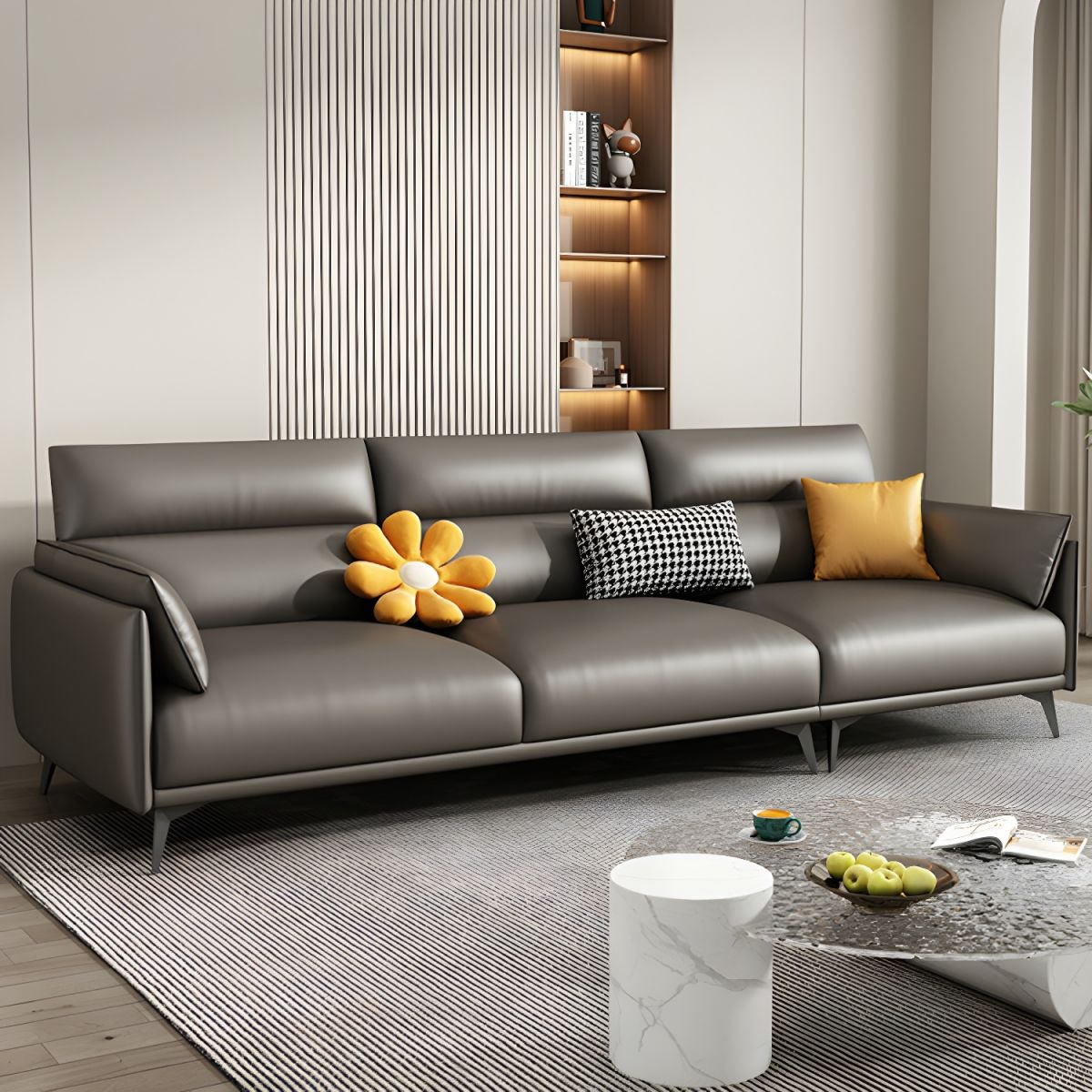 Ghế sô pha băng 3 chỗ bọc da S43 - hình ảnh tổng thể