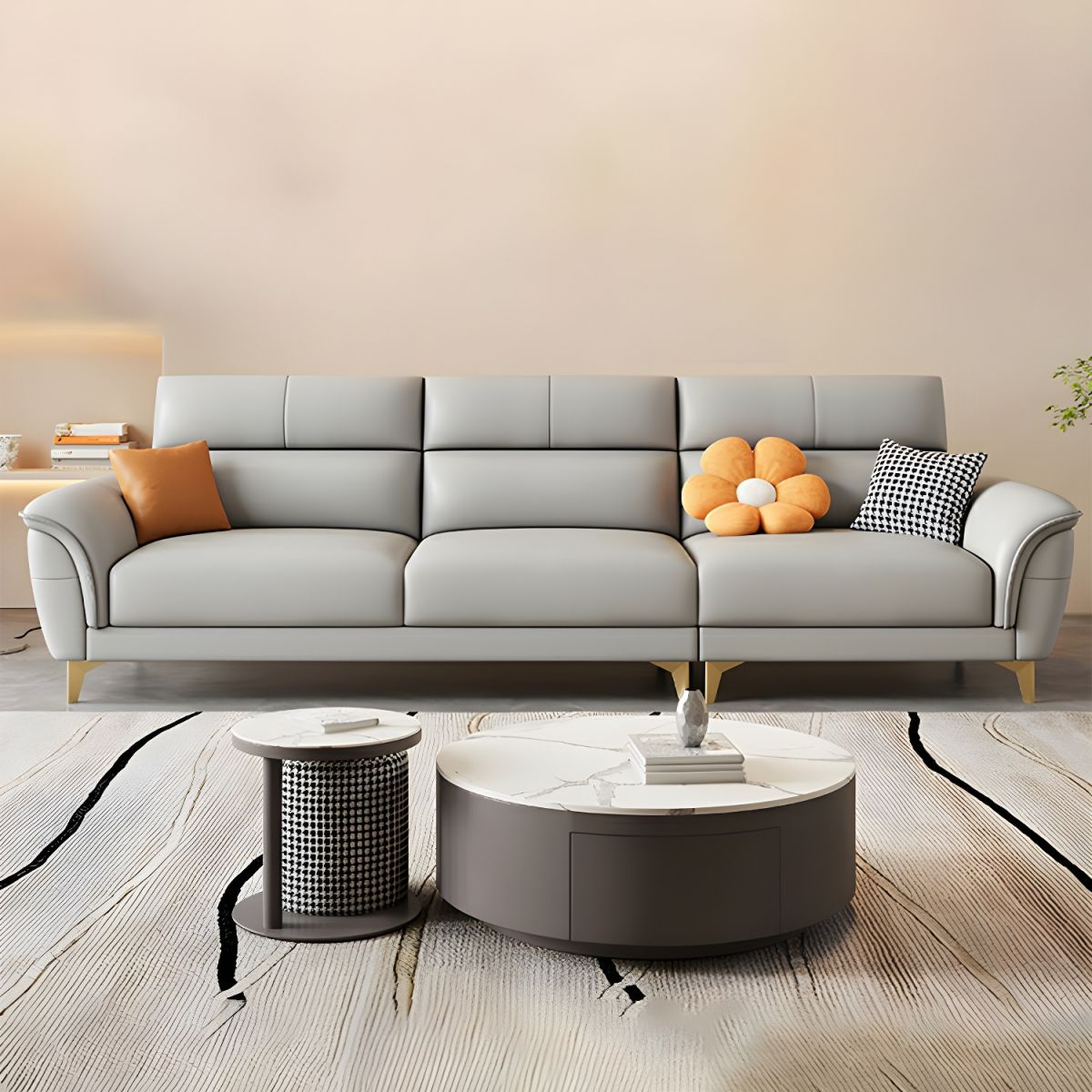 Ghế sofa băng cao cấp bọc da S44 Ghế sofa băng cao cấp bọc da S44 - hình ảnh tổng thể