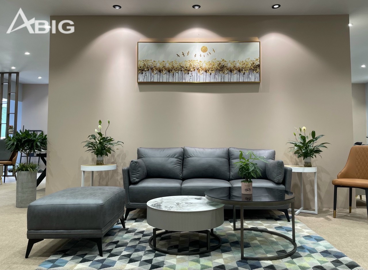 Hình ảnh tổng thể Ghế sofa băng hiện đại bọc da S15