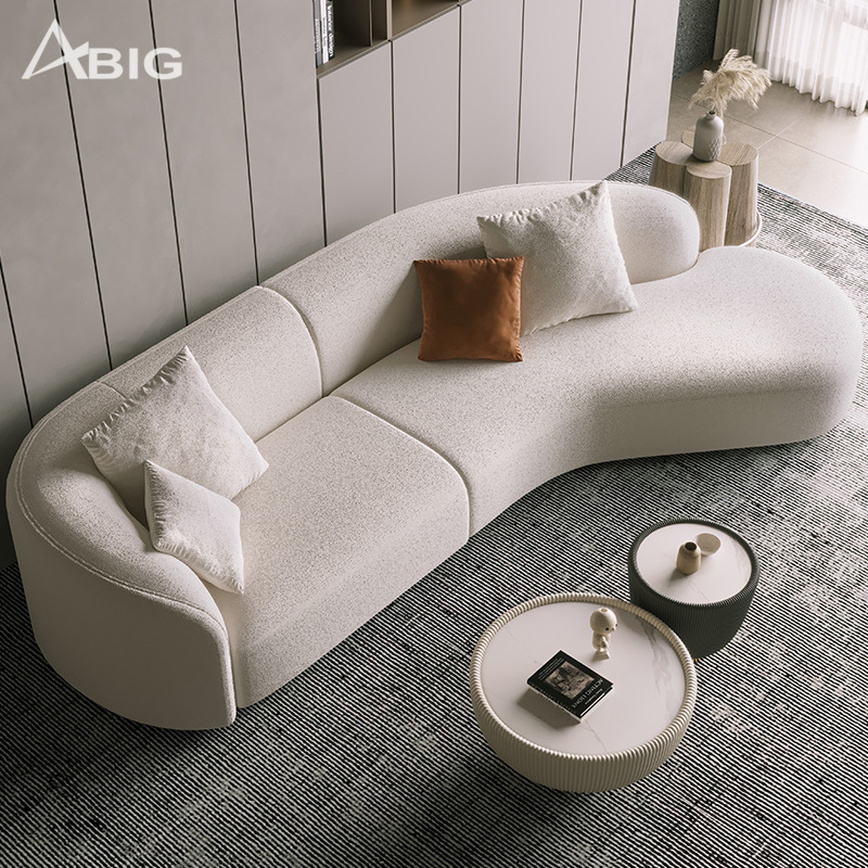Ghế sofa cong vải lông cừu màu trắng S10 Ghế sofa cong vải lông cừu màu trắng S10 - hình ảnh tổng thể