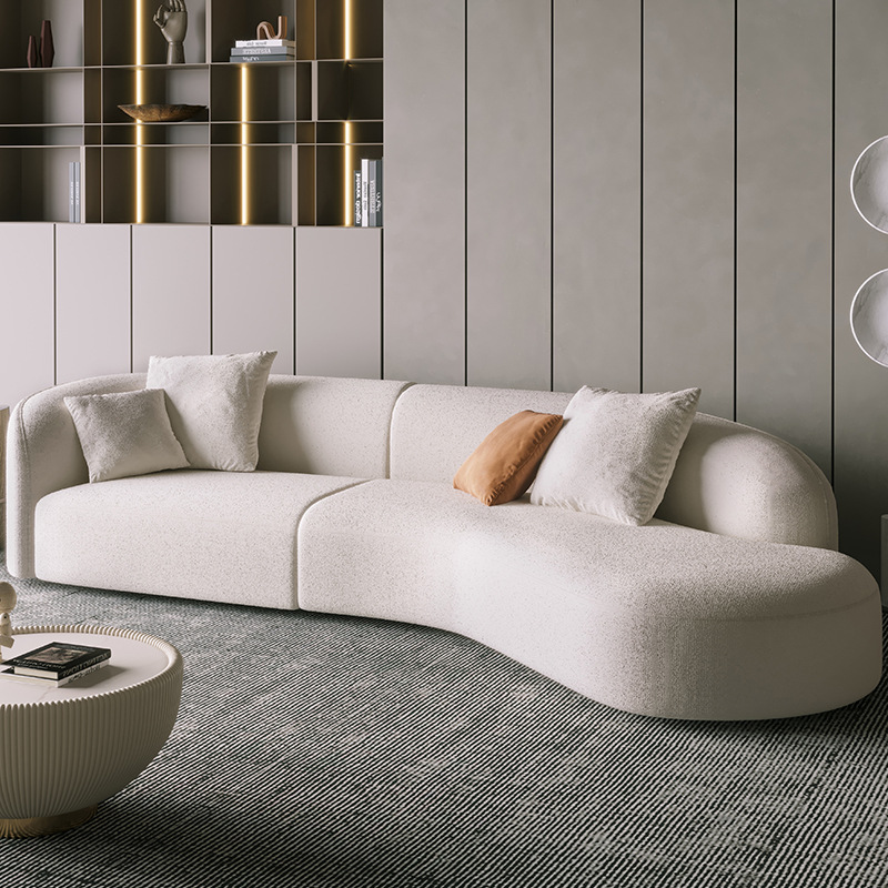Ghế sofa cong vải lông cừu màu trắng S10 Ghế sofa cong vải lông cừu màu trắng S10 - góc nhìn chi tiết