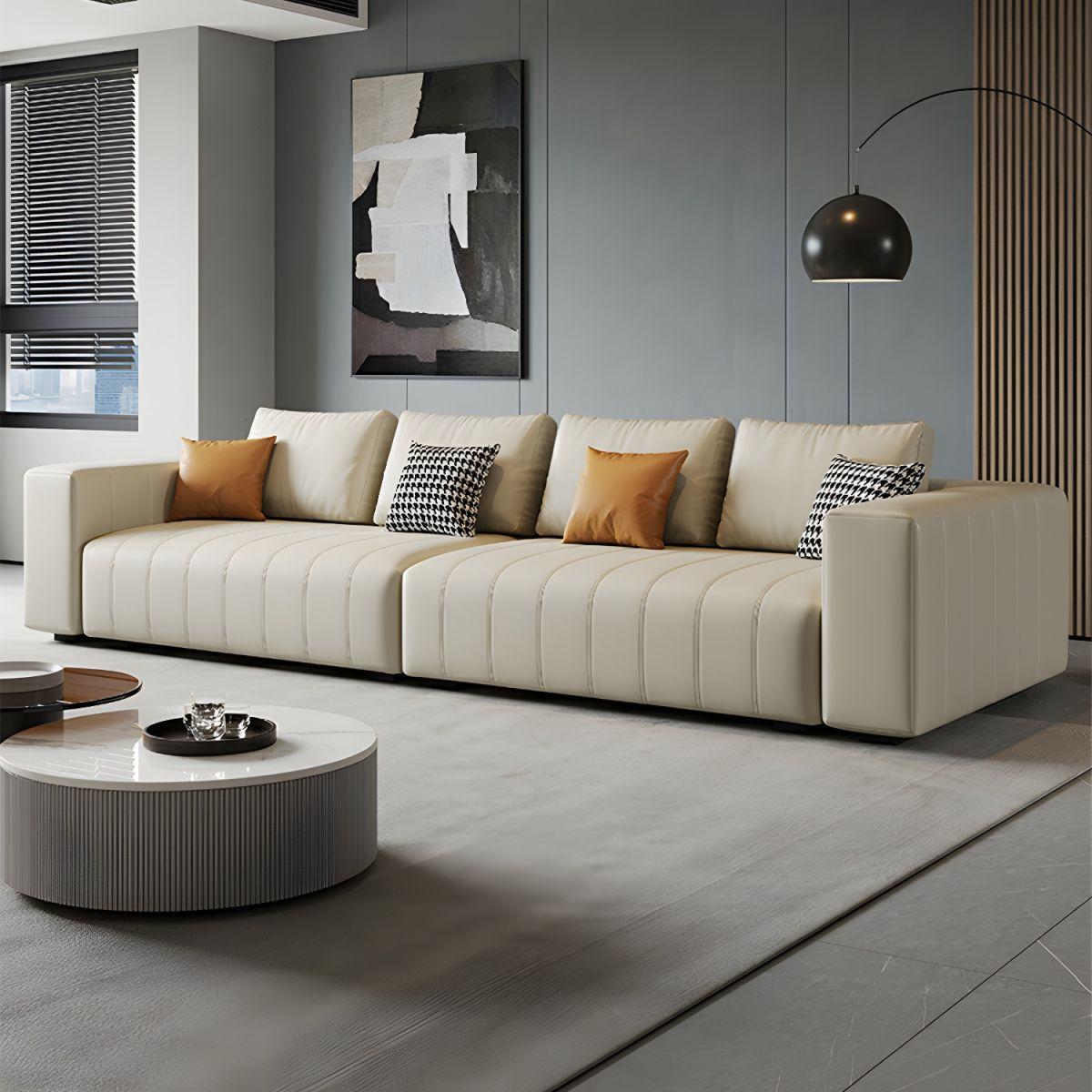 Sofa băng bọc da cao cấp S42 Sofa băng bọc da cao cấp S42 - góc nhìn chi tiết