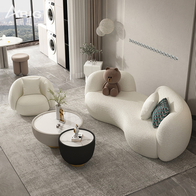 Sofa cong chữ U bọc vải lông cừu mềm mịn S11 Sofa cong chữ U bọc vải lông cừu mềm mịn S11 - hình ảnh tổng thể
