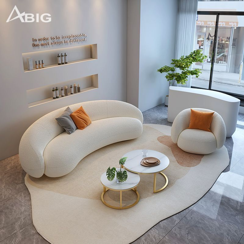 Sofa cong thư giãn bọc vải lông cừu S64 Sofa cong thư giãn bọc vải lông cừu S64 - hình ảnh tổng thể