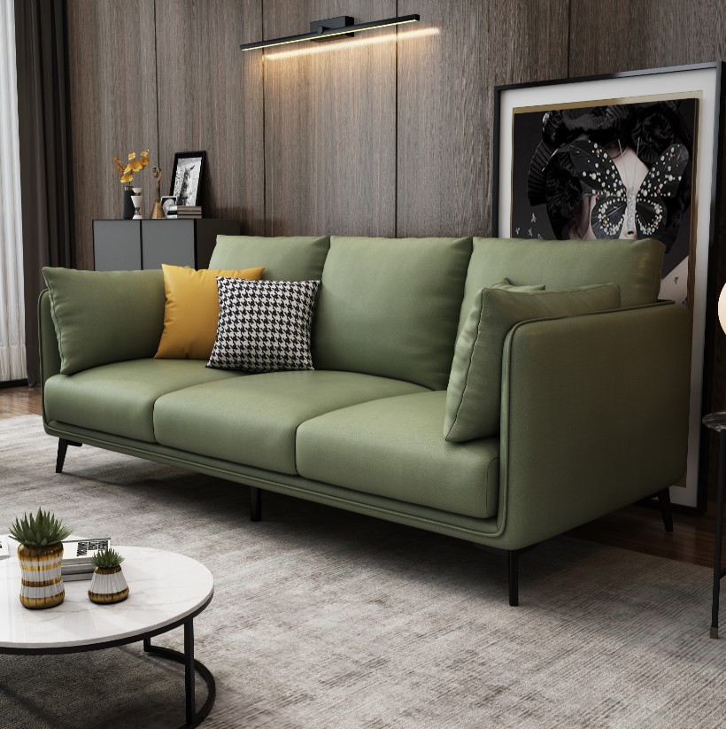 Sofa phòng khách bọc da 3 chỗ S55 Sofa phòng khách bọc da 3 chỗ S55 - góc nhìn chi tiết