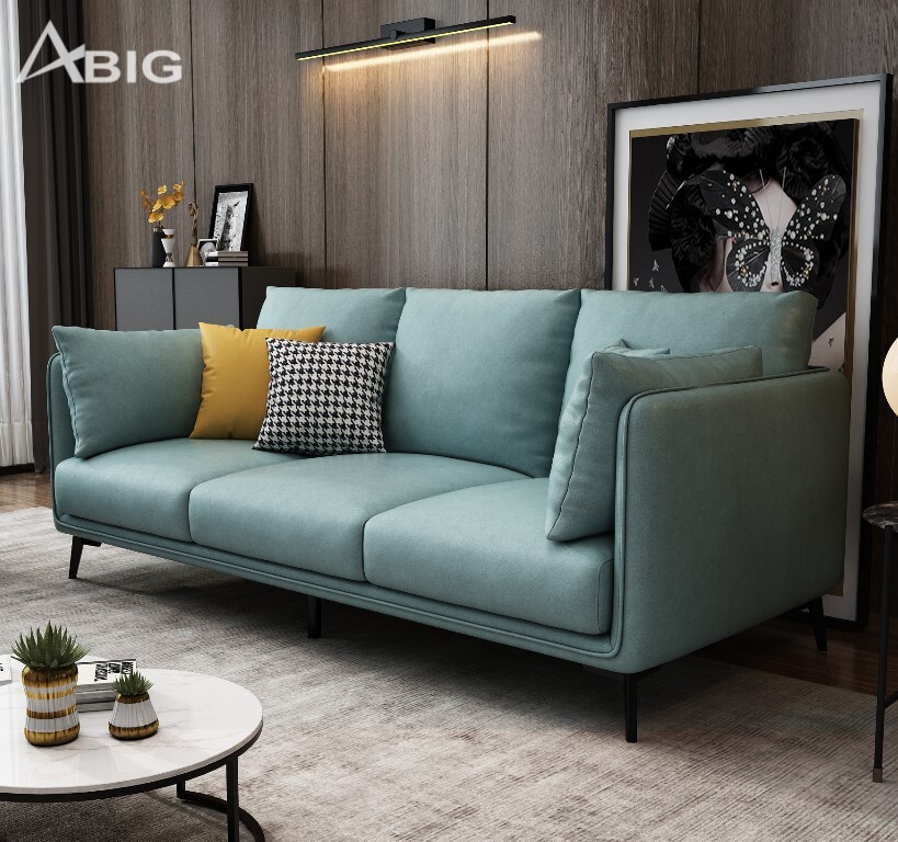 Sofa phòng khách bọc da 3 chỗ S55 Sofa phòng khách bọc da 3 chỗ S55 - hình ảnh tổng thể