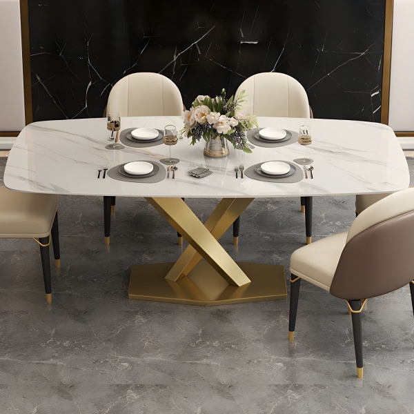 Bộ bàn ăn 6 ghế ăn cao cấp chân chữ X BL012